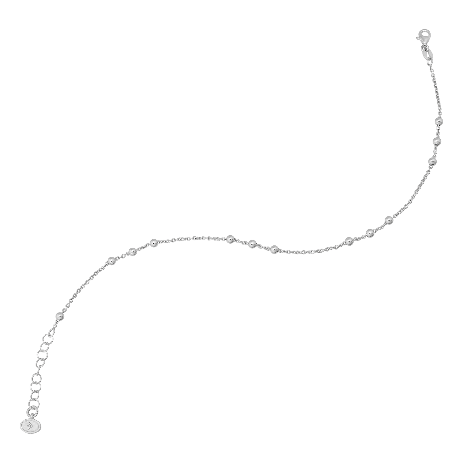 Silpada 'Bead Up' Sterling Silver Anklet, 9" + 1": White / 10