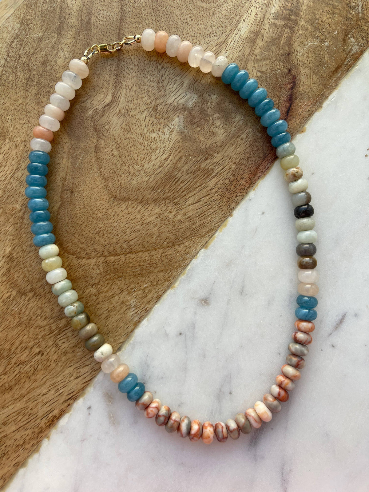 Rowan Necklace: Denim/Peach/Ocean