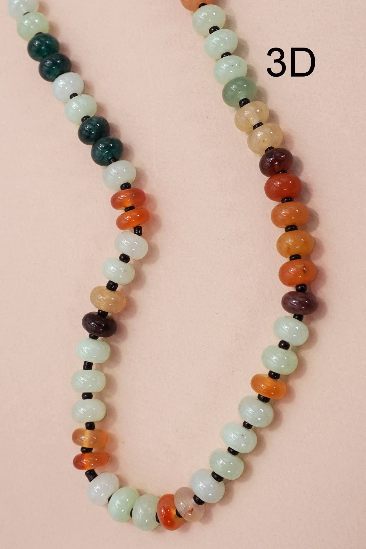 NATURAL AGATE GLASS SEMI PRECIOUS BEAD NECKLACE | 80N896: 1D