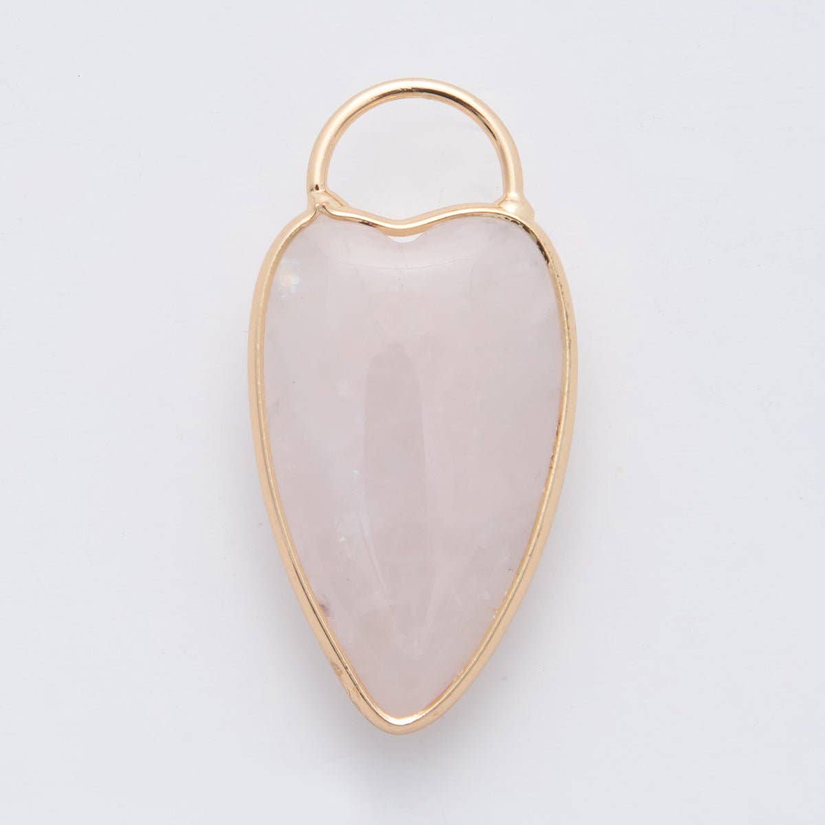 18K Gold Filled Heart Padlock Charm: Rose Quartz