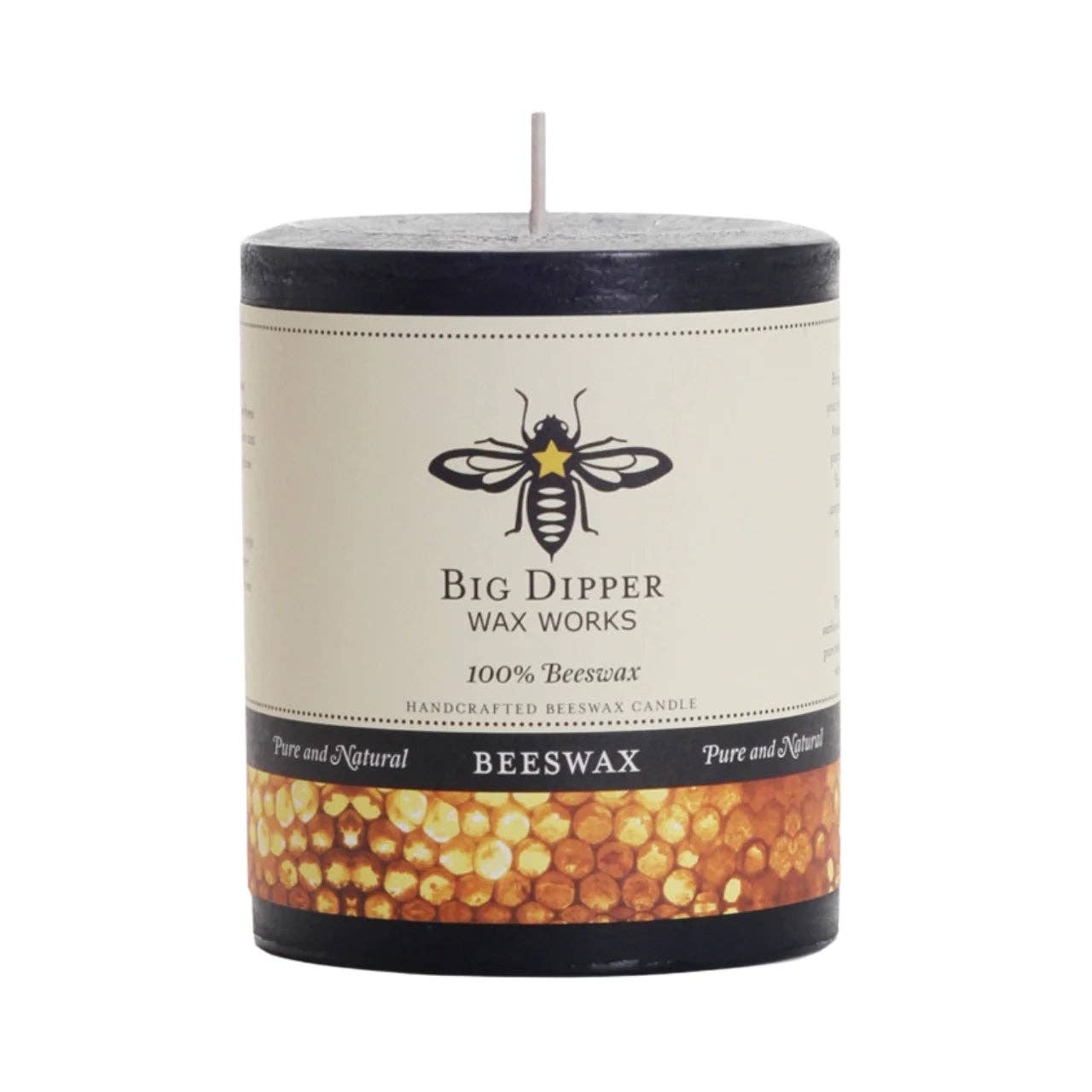 Pure Beeswax Pillars: Large (3" x 6") / Black