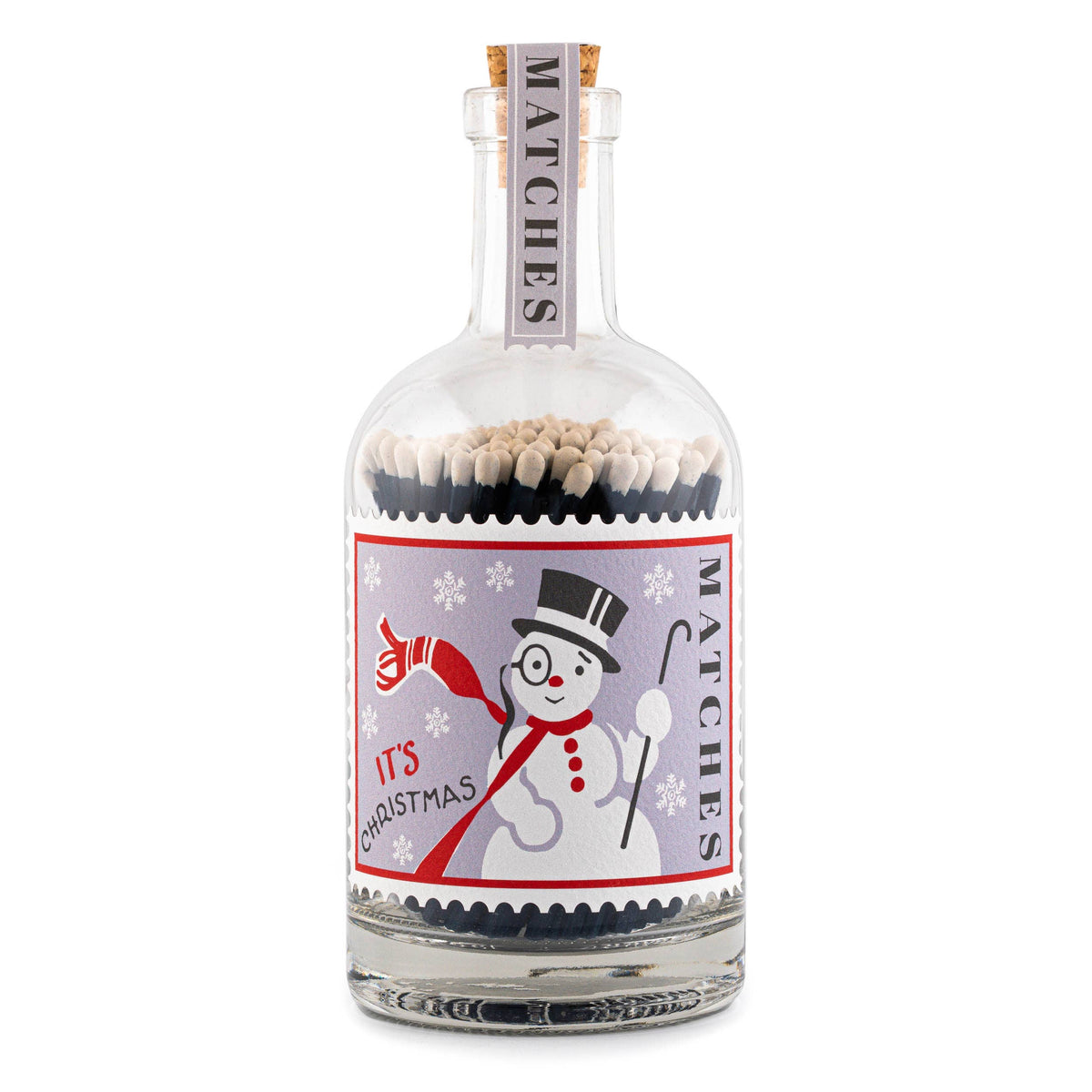 Snowman Stamp | Glass Bottle - Christmas Safety Matches 🎄