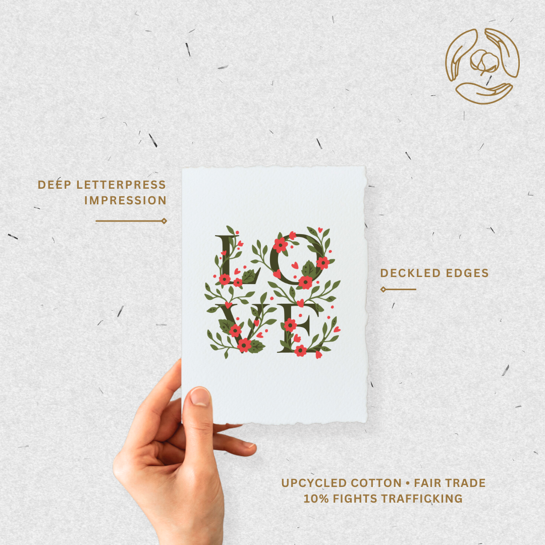 Floral Love Friendship | Eco-Friendly Greeting Card: Flat A2 Greeting Card. Blank on Back.