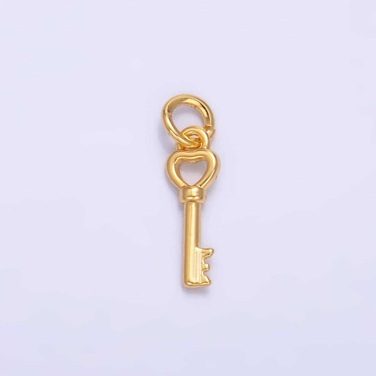 24K Gold Filled 12mm Heart Love Key Charm in Gold &amp; Silver | W208: Gold