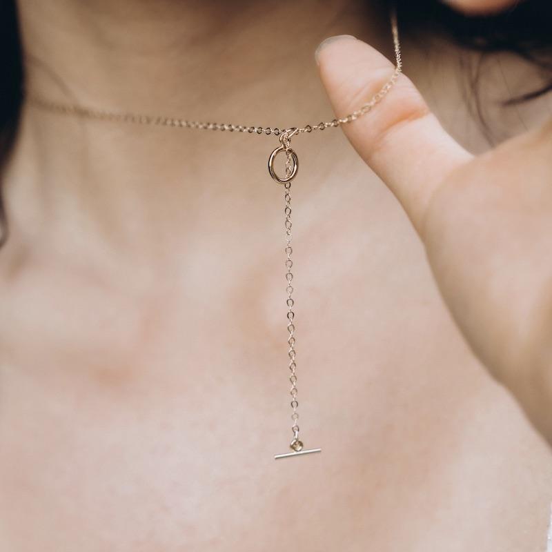 14k Gold Filled Enzo Toggle Drop Necklace