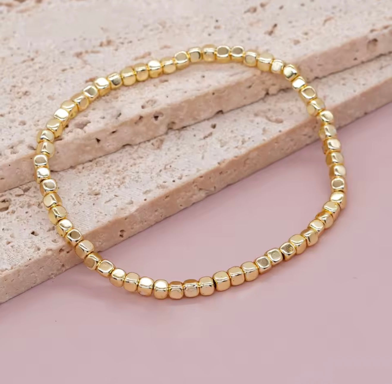 Gold Bead Stacking Elastic Bracelet