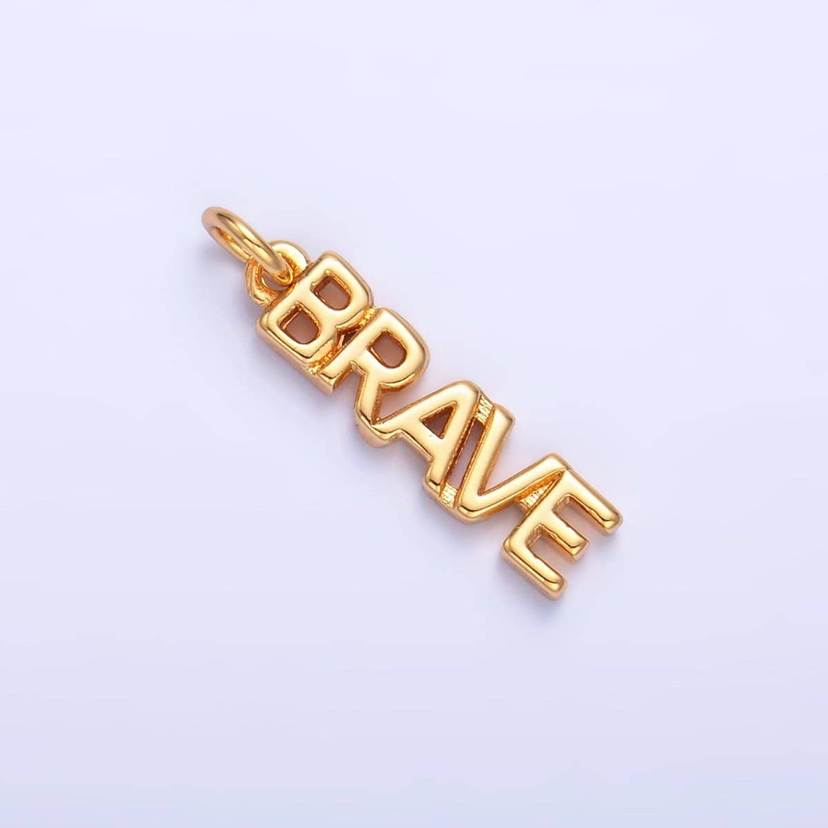 16K Gold Filled "BRAVE" Script Charm in Gold & Silver | W317: Gold