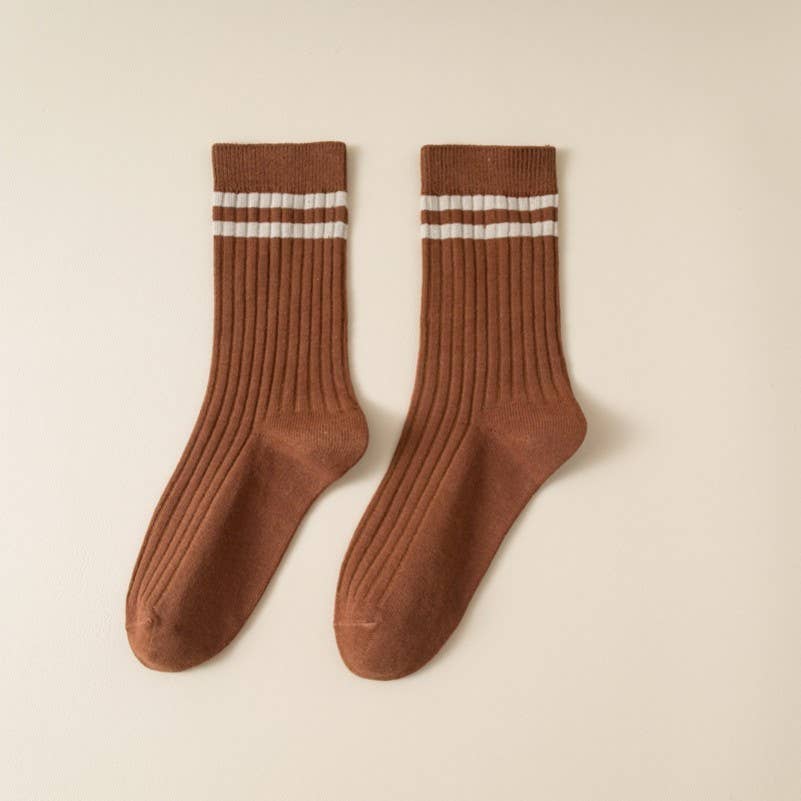 WOMAN STRIPE HALF CREW THROWBACK COTTON SOCKS | 40S02076: White