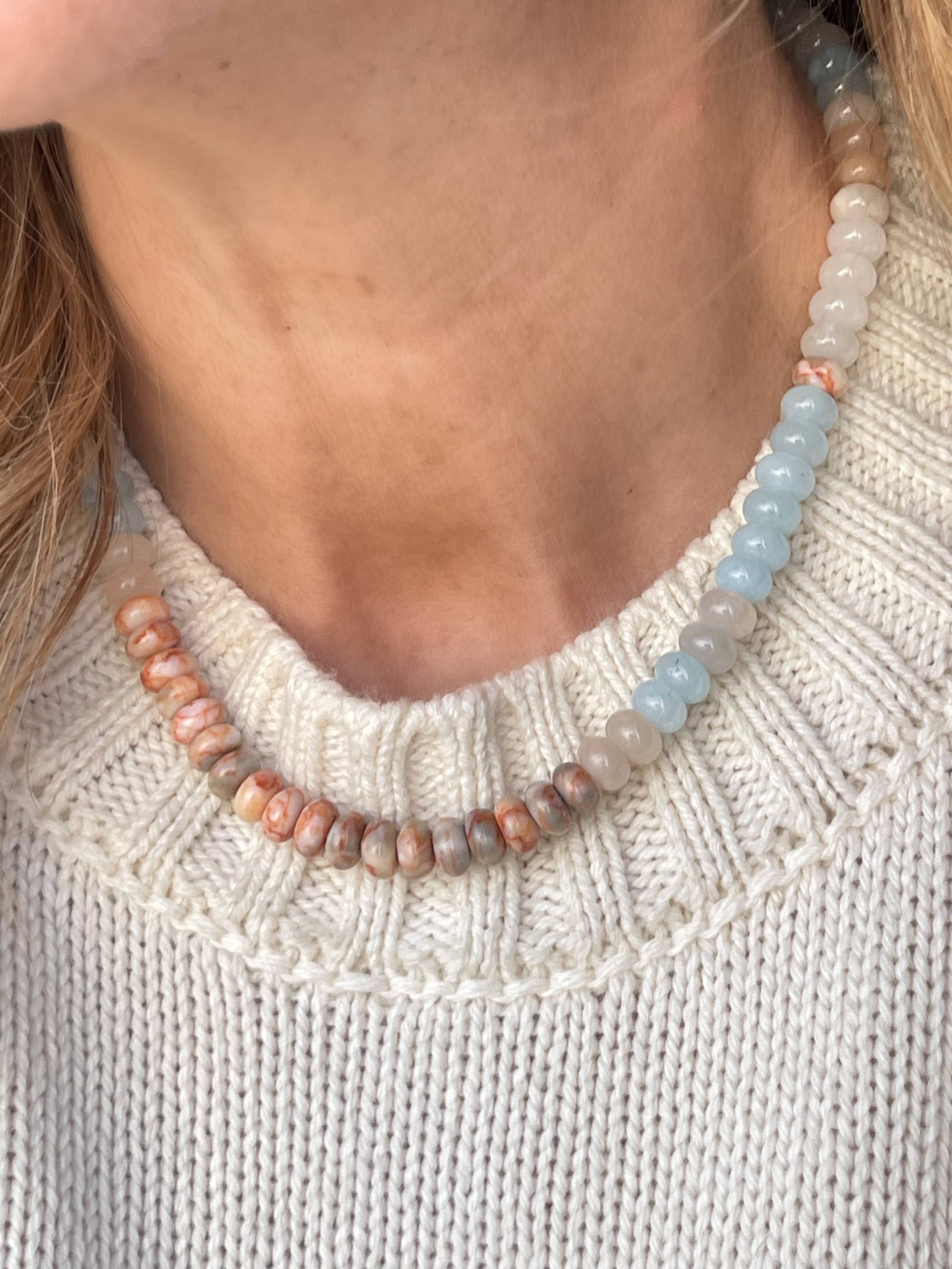Rowan Necklace: Denim/Peach/Ocean