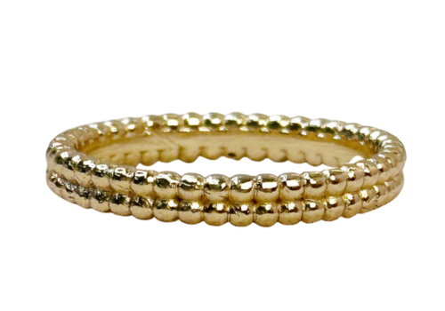18k Gold Filled Double Beaded Band Ring