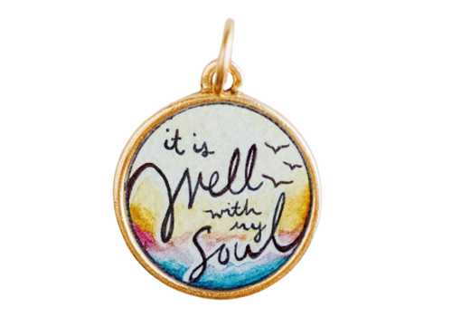 It Is Well Pendant Charm: Antique Gold / Small