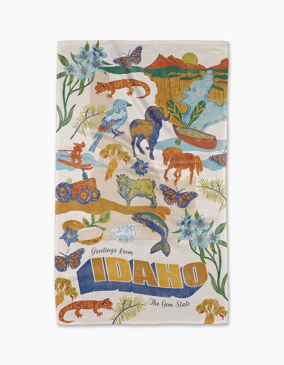 Greetings From Idaho Geometry Tea Towel