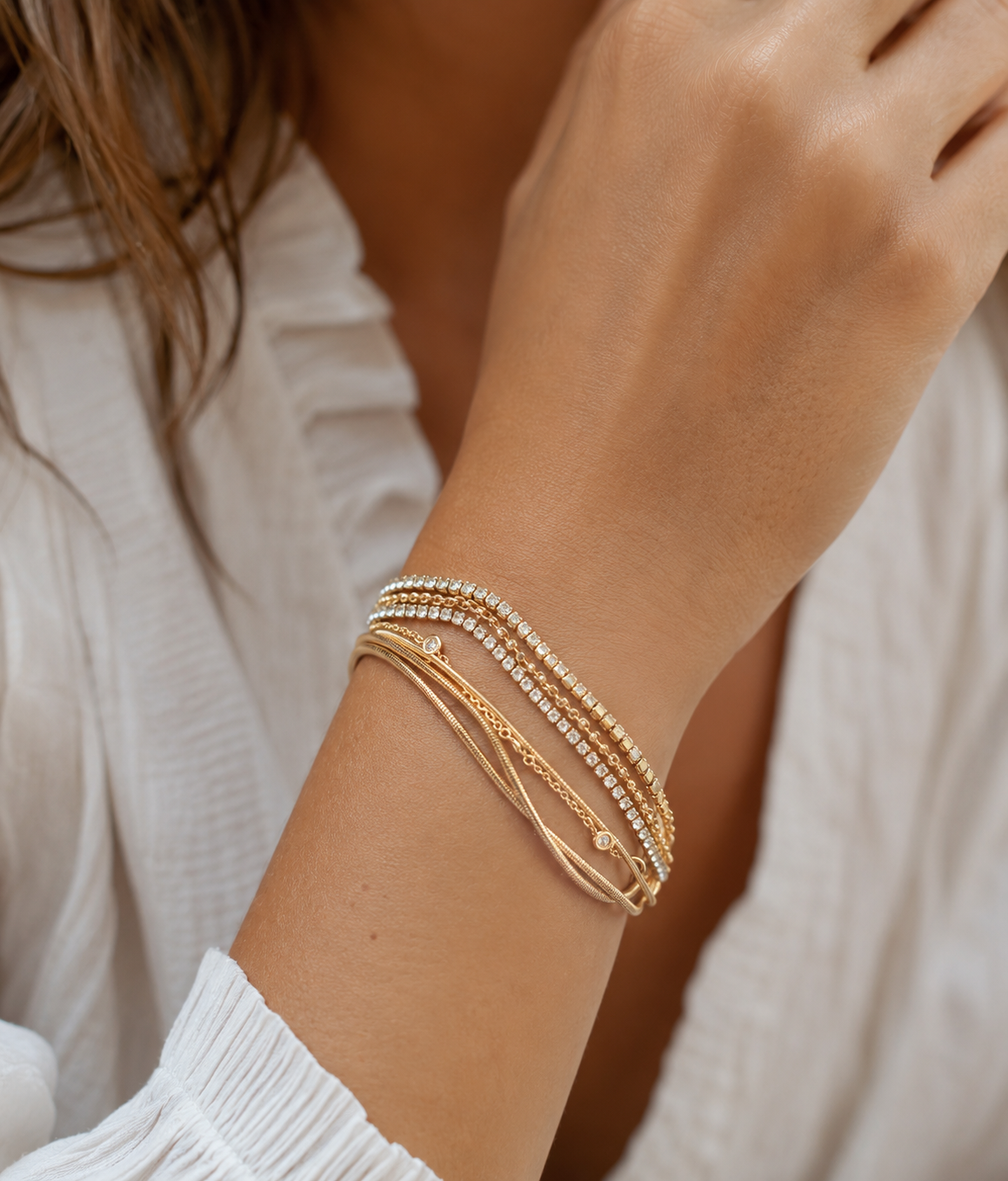 Gold Multistrand Bracelet with Magnetic Closure