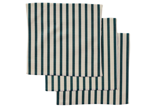 Deep Green Stripes Geometry Washcloth Set