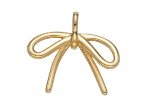 24K Gold Filled Minimalist Tied Ribbon Bow Pendant