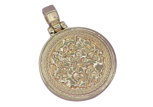 14K Gold Filled Abstract Hammered Round Pendant