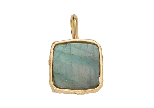 24K Gold Filled Square Natural Gemstone Foil Pendant: Labradorite