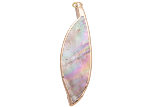 18K Gold Filled Mother of Pearl Curved Geometric Pendant 67mm