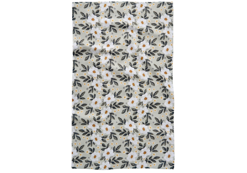 Painted Spring Flowers Geometry Tea Towel