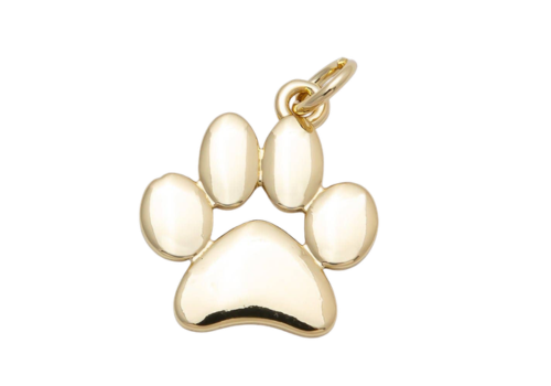 16K Gold Filled 18mm Minimalist Animal Pet Paw Print Charm