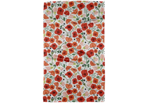 Poppy Power Geometry Tea Towel