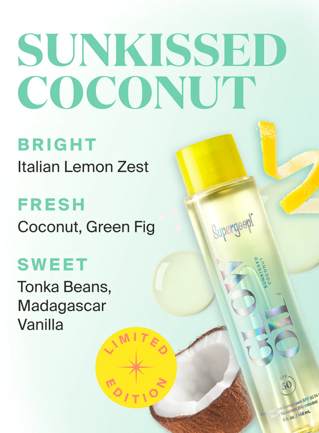 Glow Oil SPF 50 Body Oil - LIMITED EDITION - Sunkissed Coconut 5 fl. oz.