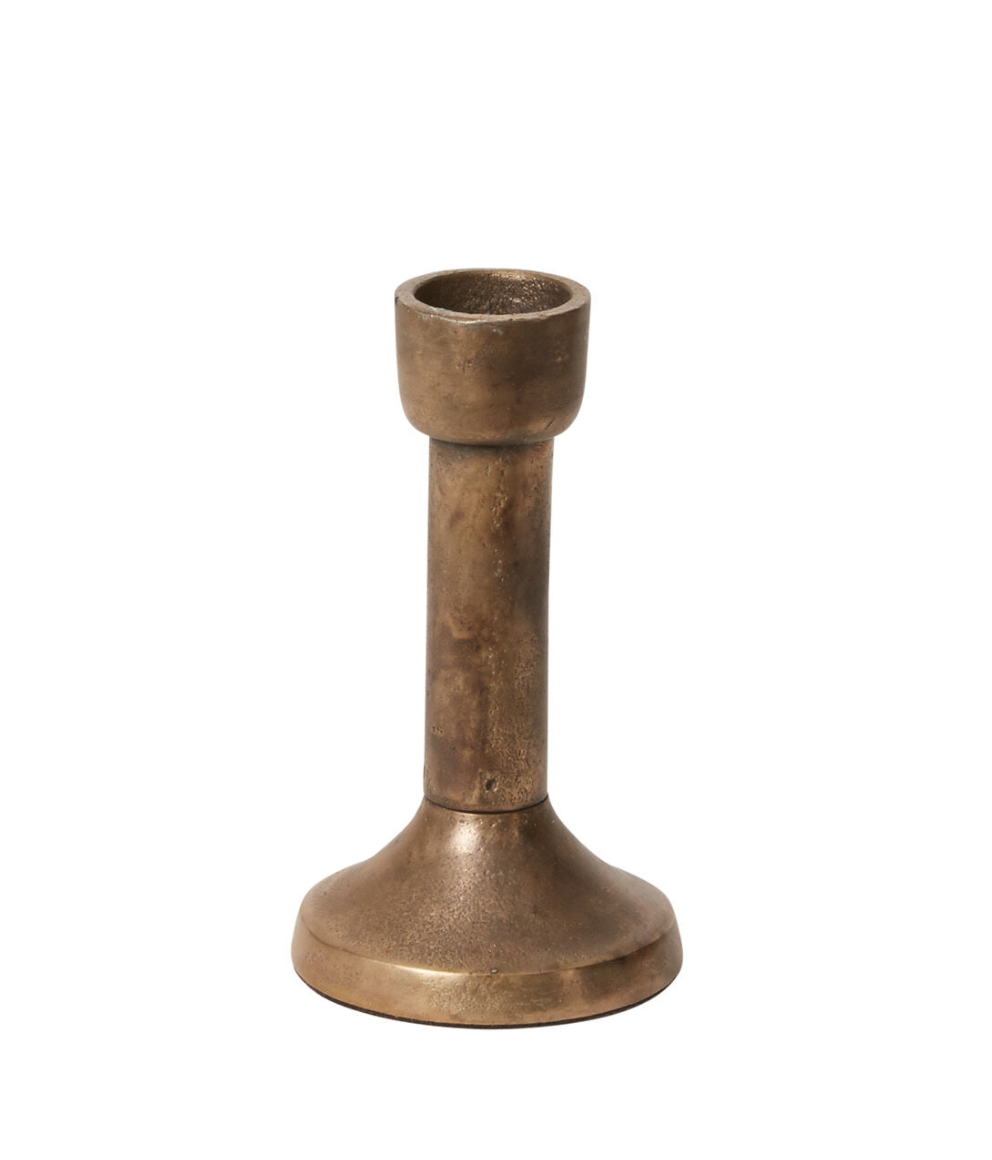 Rough Cast Brass Candlestick Holder 3.5 x 6.5"