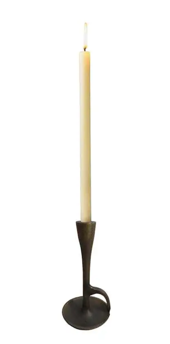 Bronze Cast Iron Taper Candle Holder 8"