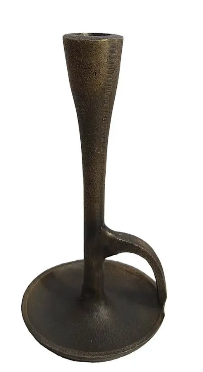 Bronze Cast Iron Taper Candle Holder 8"