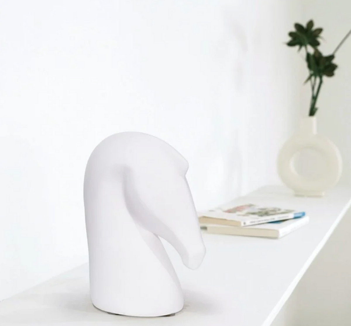 White Ceramic Horse Figurine, 8.5"