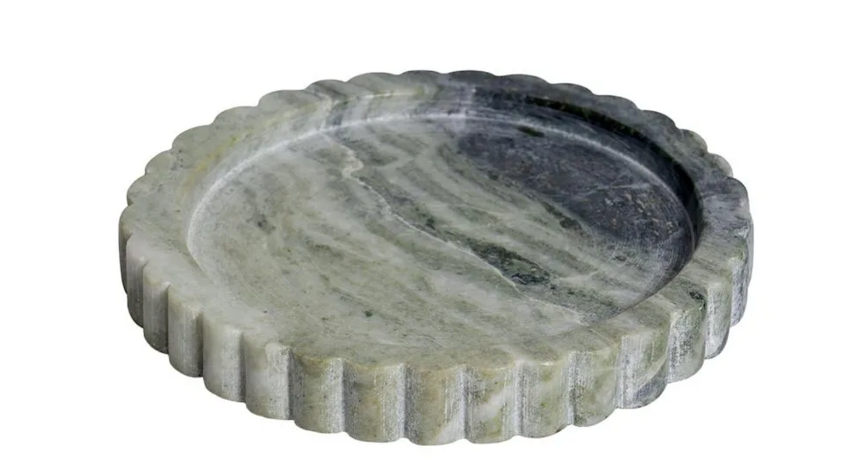 Light Green Marble Candle Plate 5"