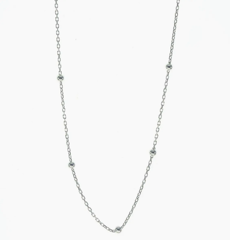 Sterling Silver Dainty  Satellite Necklace 18"