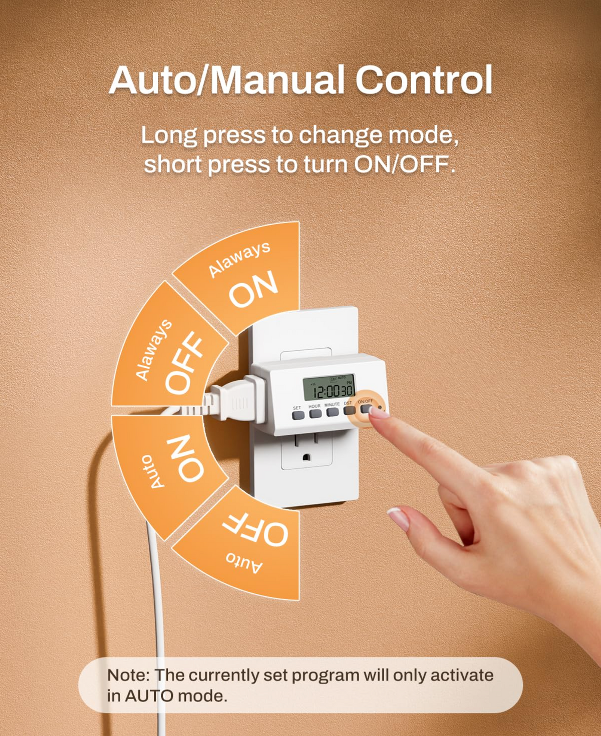 BN-LINK Indoor 24H Programmable Digital Timer Outlet, Slim 1 Outlet, 2 Pack
