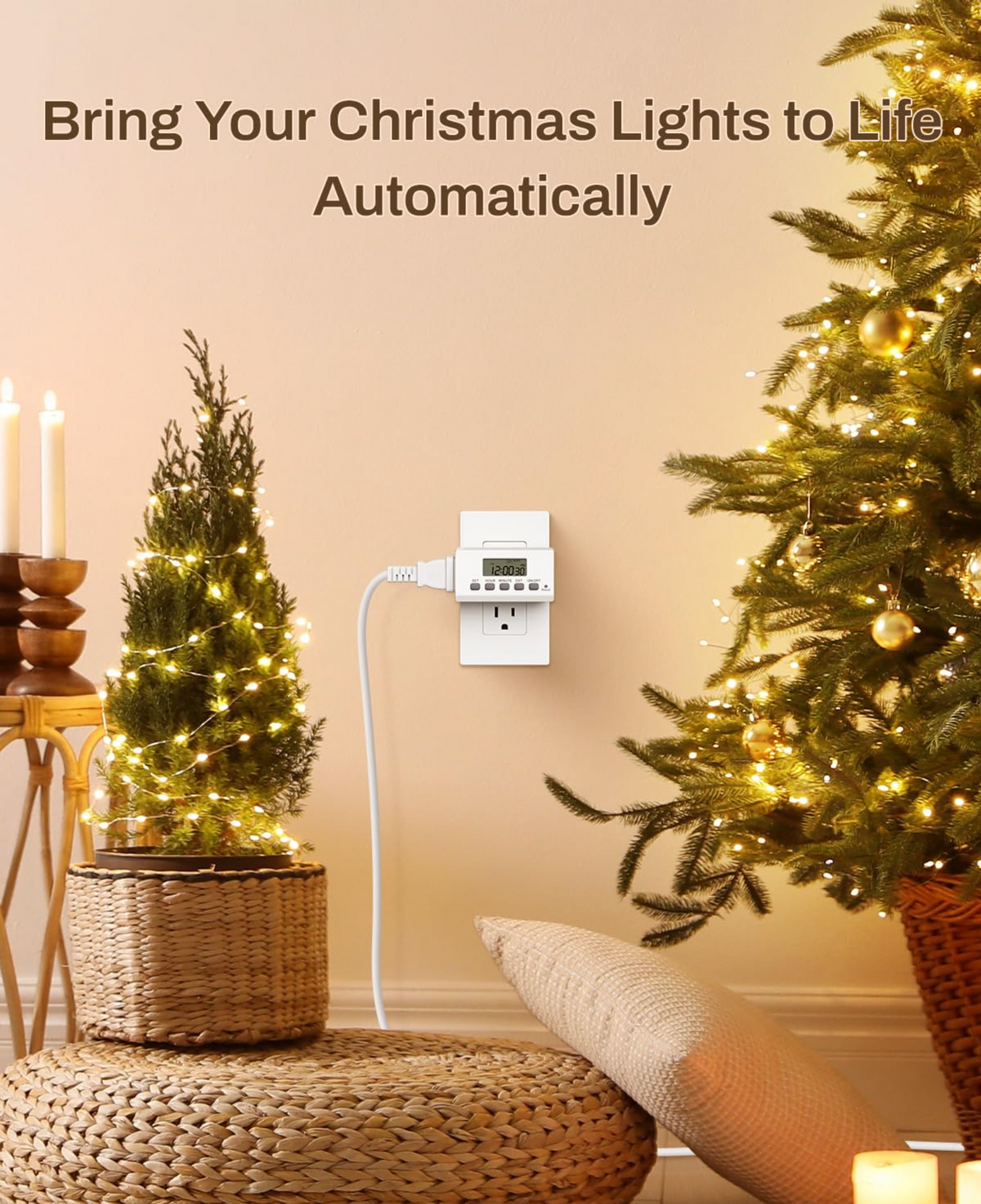 BN-LINK Indoor 24H Programmable Digital Timer Outlet, Slim 1 Outlet, 2 Pack