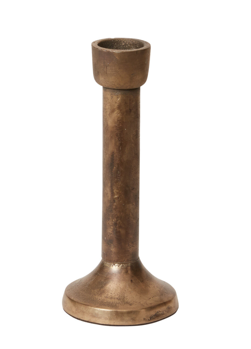 Rough Cast Brass Candlestick Holder 3.5" X 8.25"