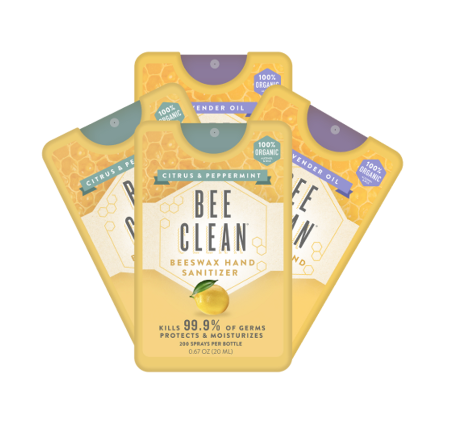 4 Pack Bee Clean Organic Beeswax Hand Sanitizer - 2 Lavender Oil and 2 Citrus & Peppermint- Combo