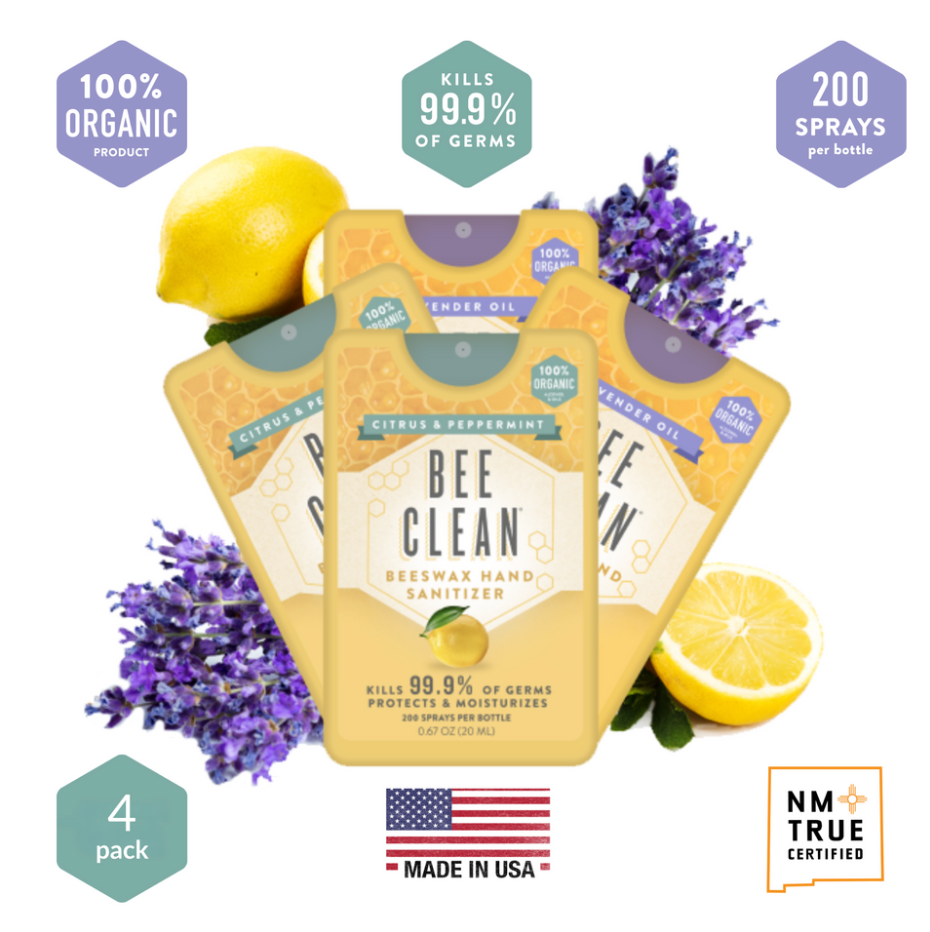4 Pack Bee Clean Organic Beeswax Hand Sanitizer - 2 Lavender Oil and 2 Citrus & Peppermint- Combo