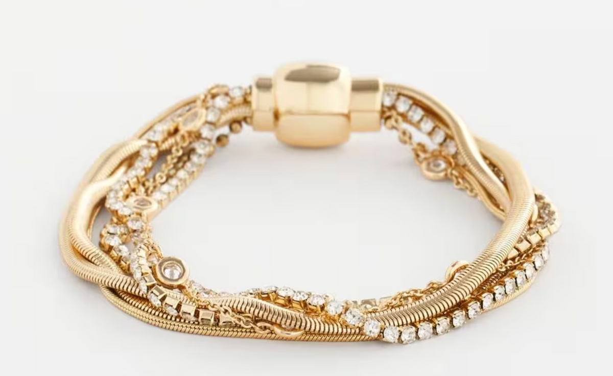 Gold Multistrand Bracelet with Magnetic Closure