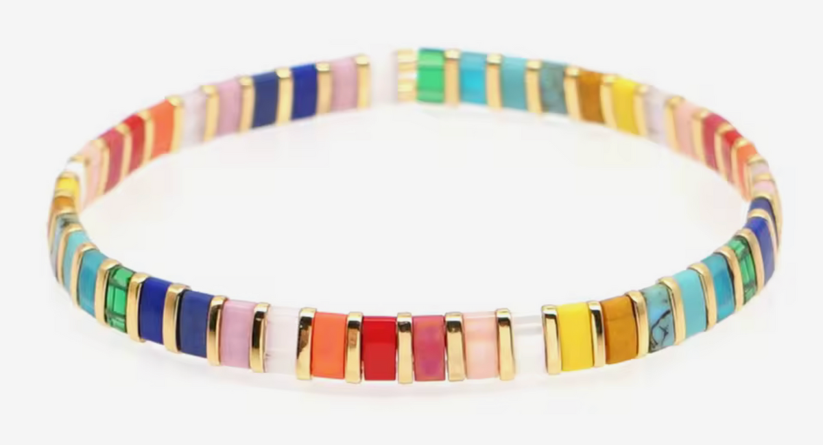Rainbow Tila Bead Bracelet