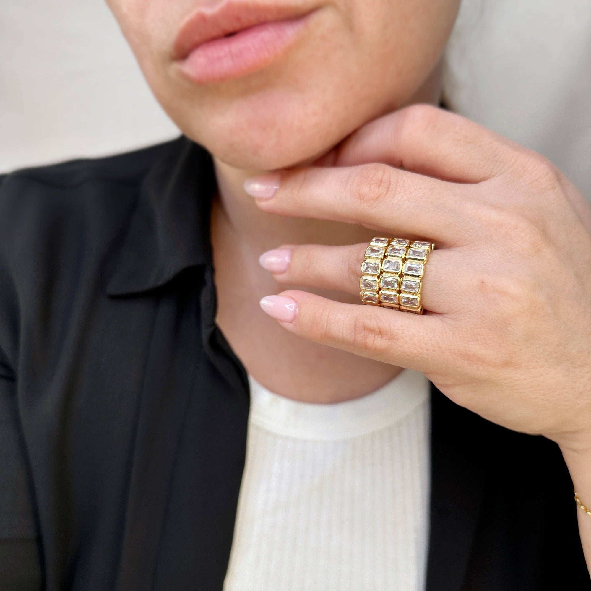 18k Gold Filled  Chunky CZ  Eternity Band Ring: 6.5