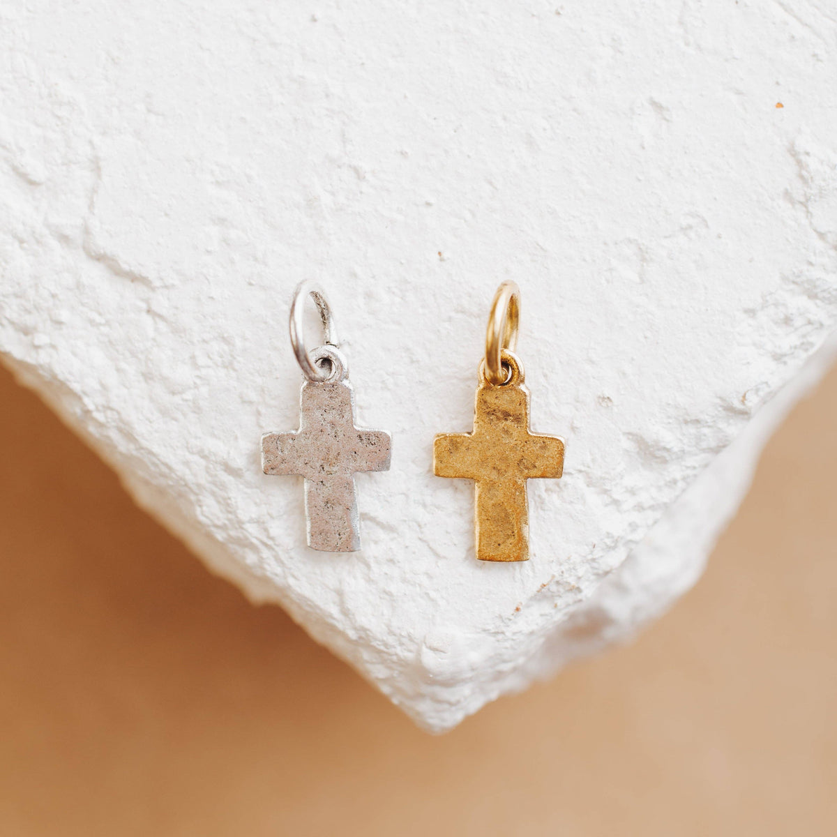 Rustic Cross Metal Charm: Antique Silver