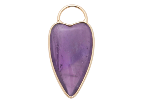 18K Gold Filled Heart Padlock Charm: Amethyst