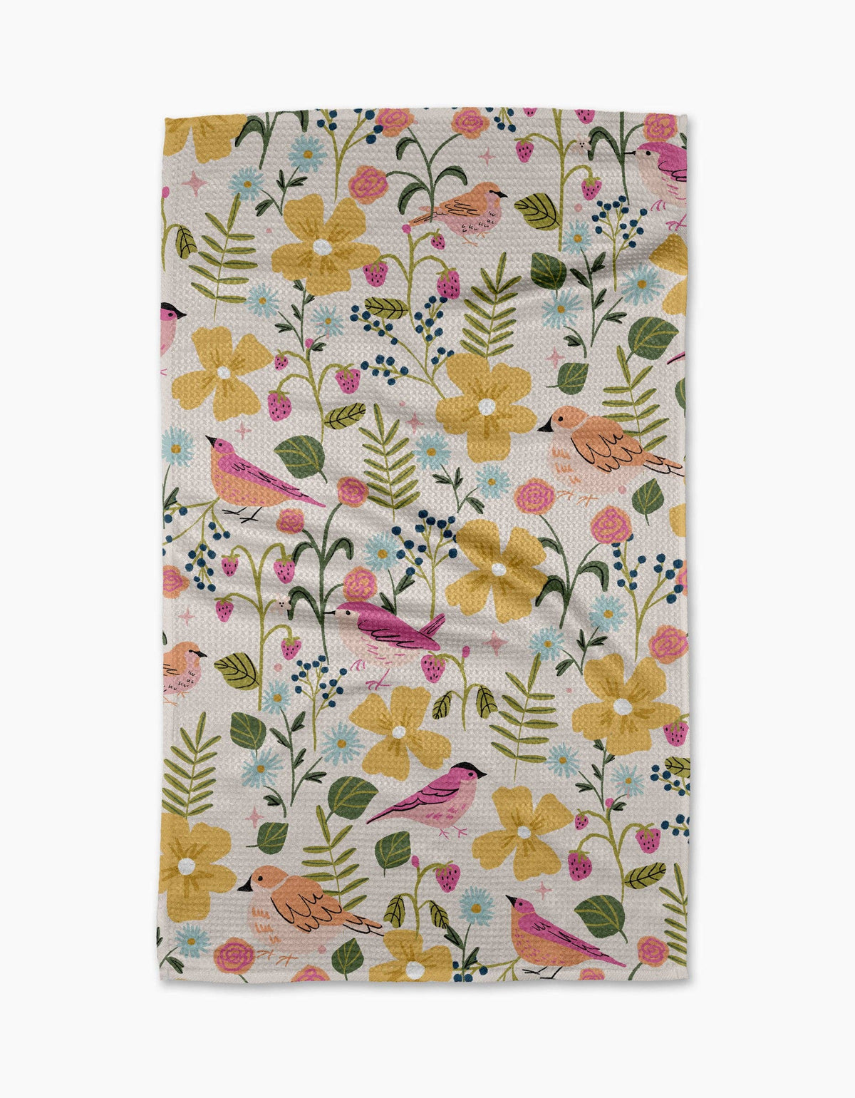 Summer Songbirds Geometry Tea Towel