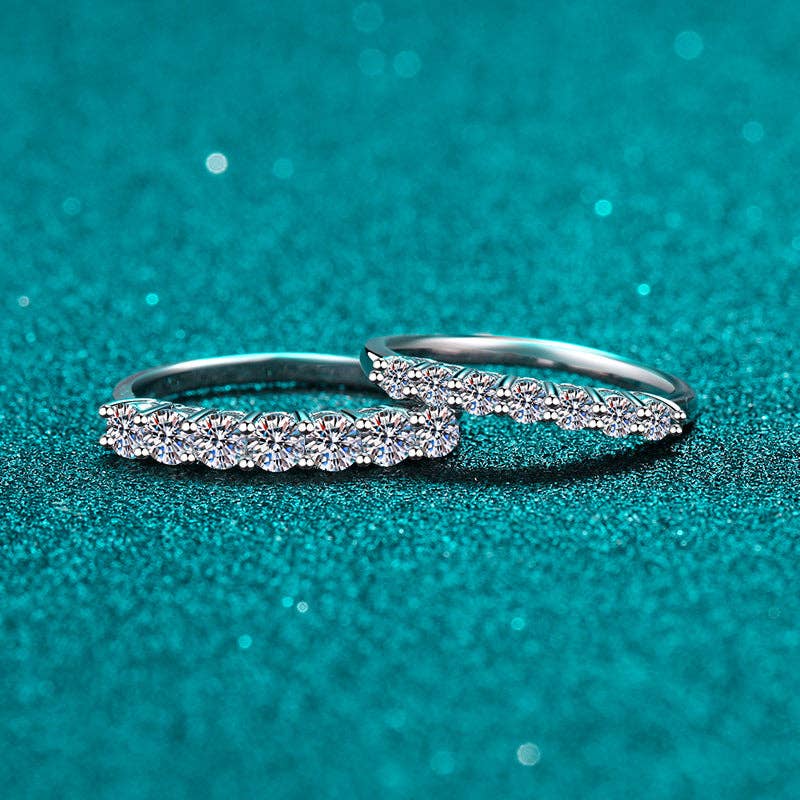 Pave Moissanite Wedding Band Ring in 925 Sterling Silver: 0.28 ct / 7 1/3 US/CA