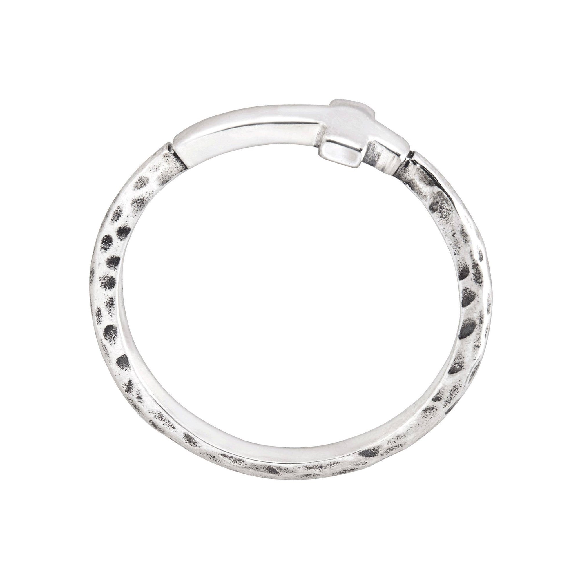 Silpada 'Simplex Cross' Textured Ring in Sterling Silver, Si: White / 7