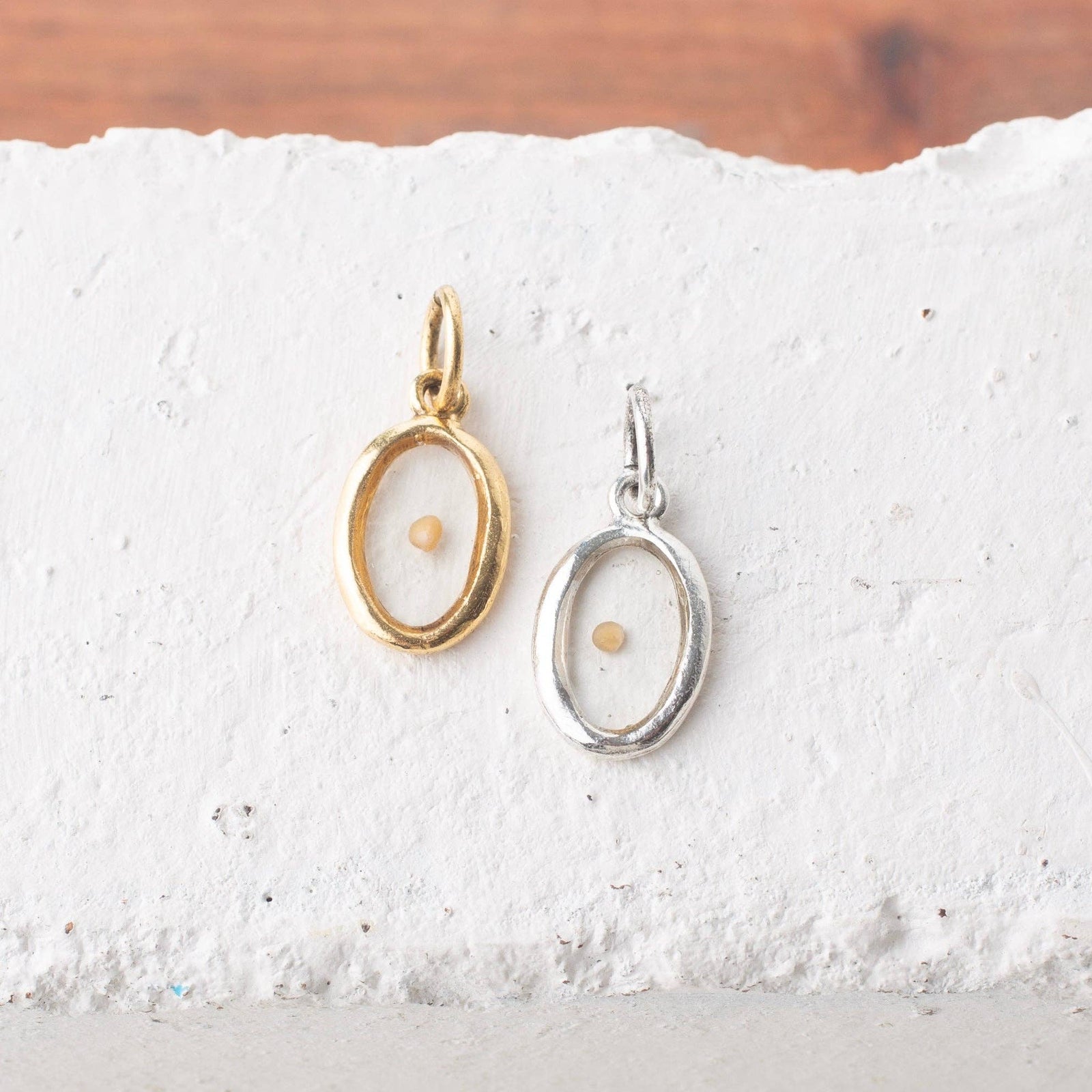 Faith of Mustard Seed Oval Charm: Antique Silver