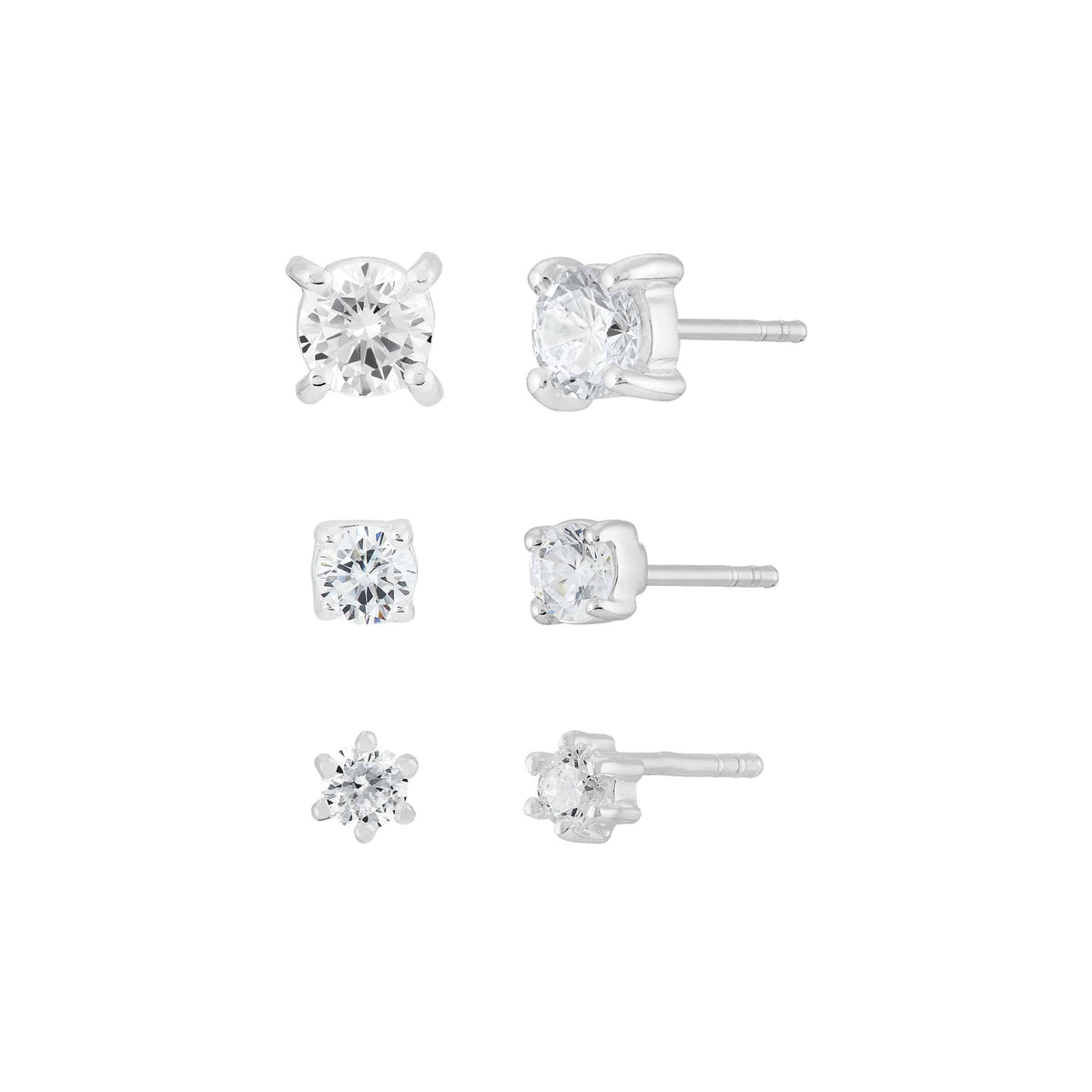 Silpada 'Stack ‘Em Up' Cubic Zirconia Studs, Set of 3 - 3/16