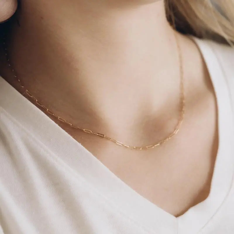 14K Filled Daintiest Paper Clip Chain