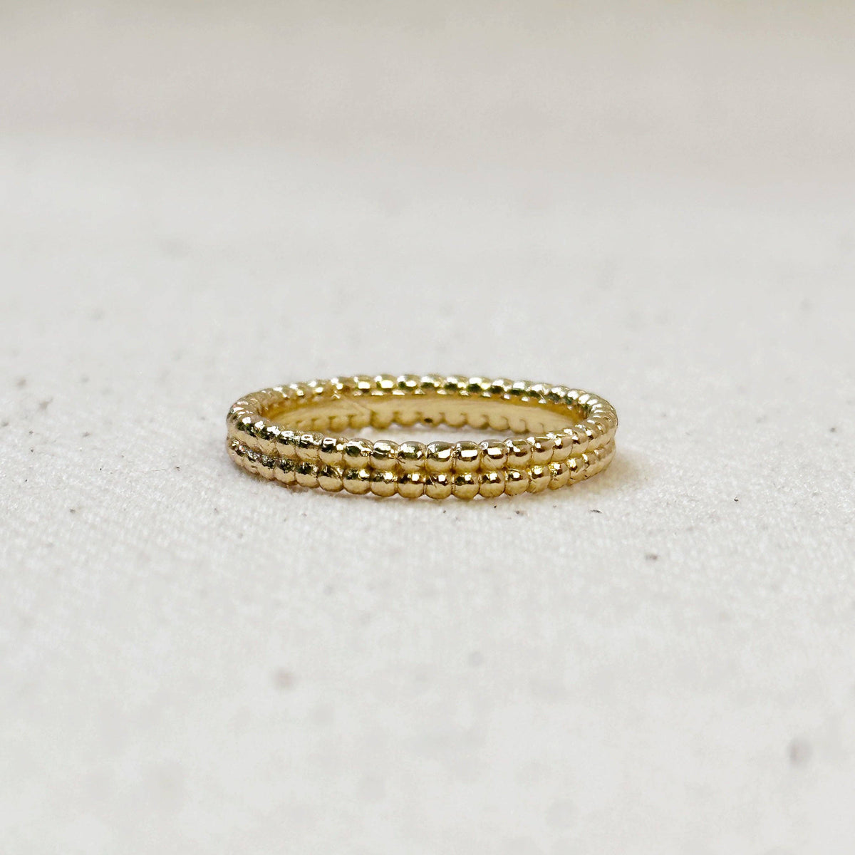 18k Gold Filled Double Beaded Band Ring: 8