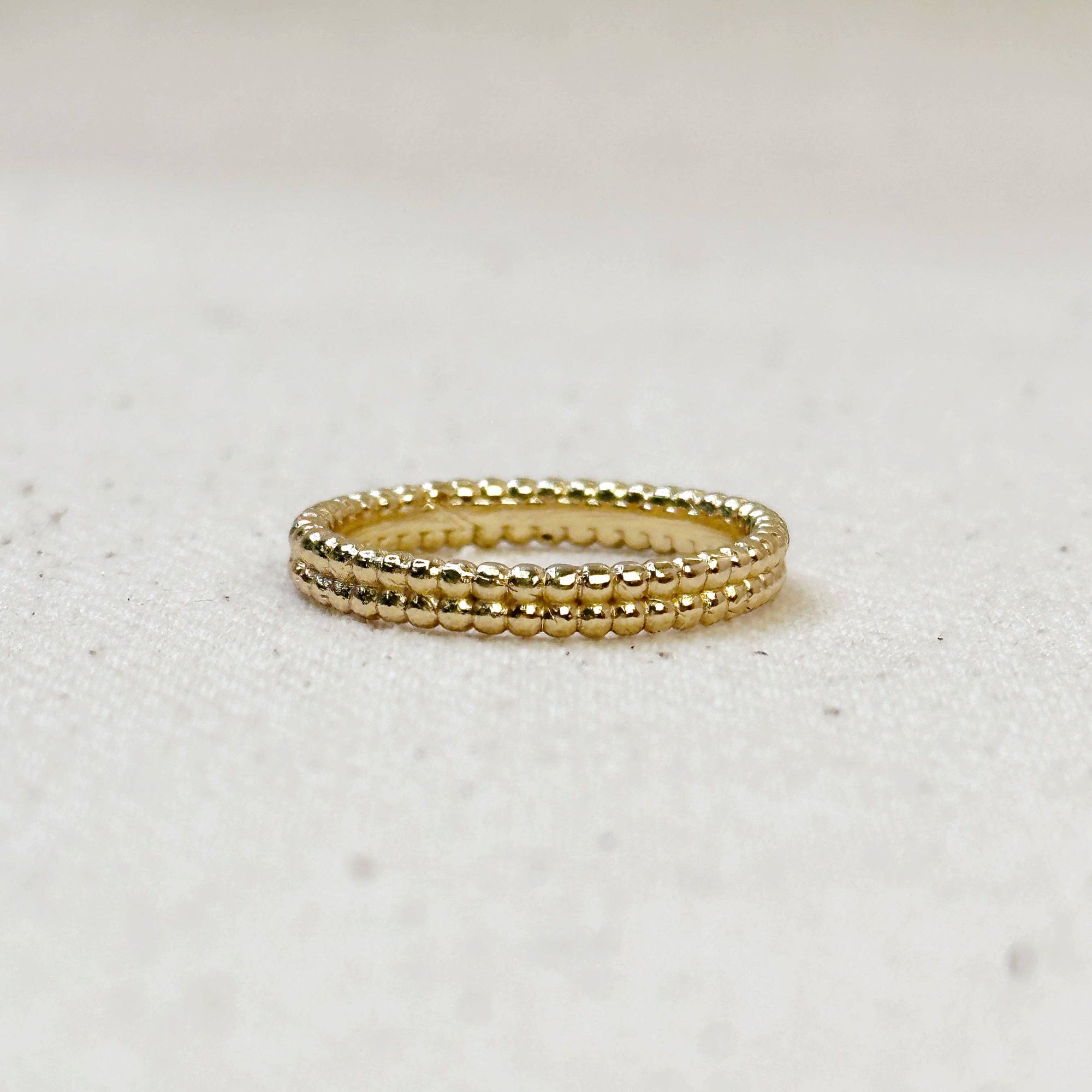 18k Gold Filled Double Beaded Band Ring: 8